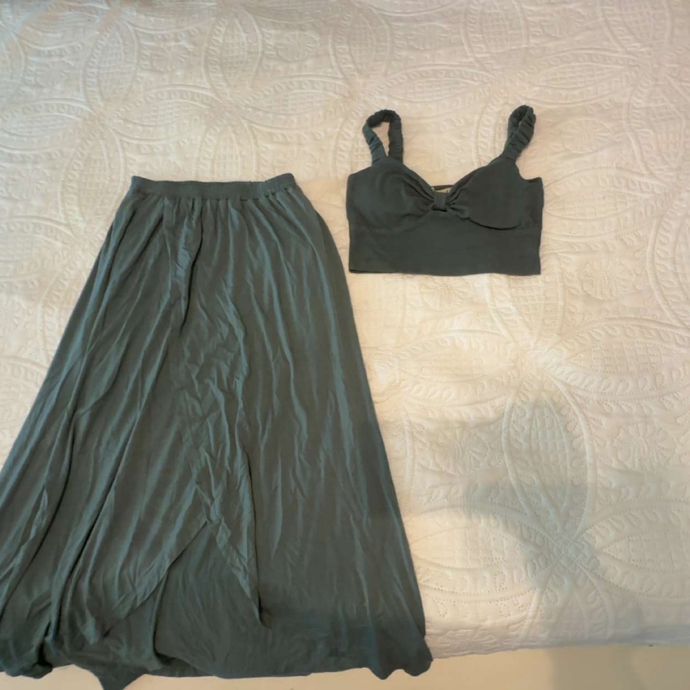 Green Maxi Skirt And Top